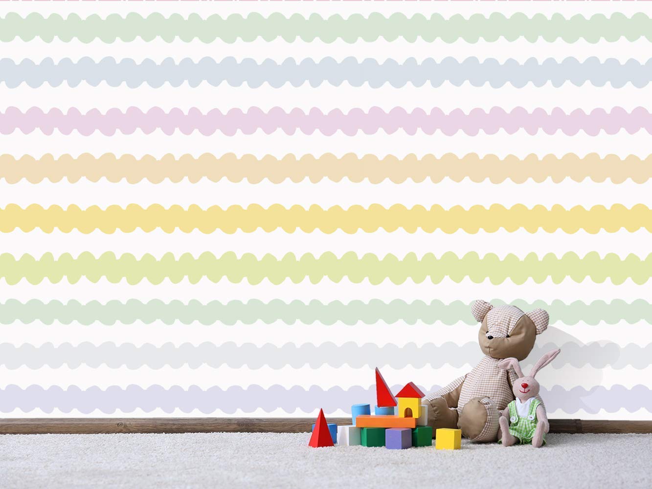 OEDIM Stickers muraux Photo Image pour Chambre d'enfants | Motif Infantile Lignes colorées | De 400 x 300 cm | Sticker Vinyle Adhésif Autocollant Fond Mural |