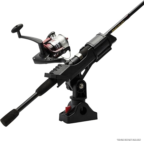 Miniatura 5 de Extreme Max 3006.8615 Soporte para caña de pescar con poste ajustable y bloqueo de montaje fijo, color negro