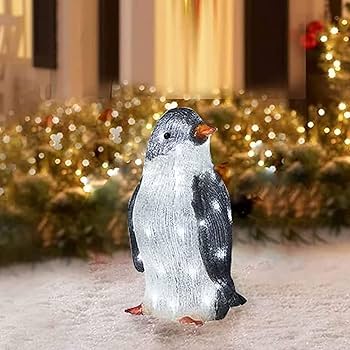 3PCS Light Up Penguin Christmas Decorations,Acrylic LED