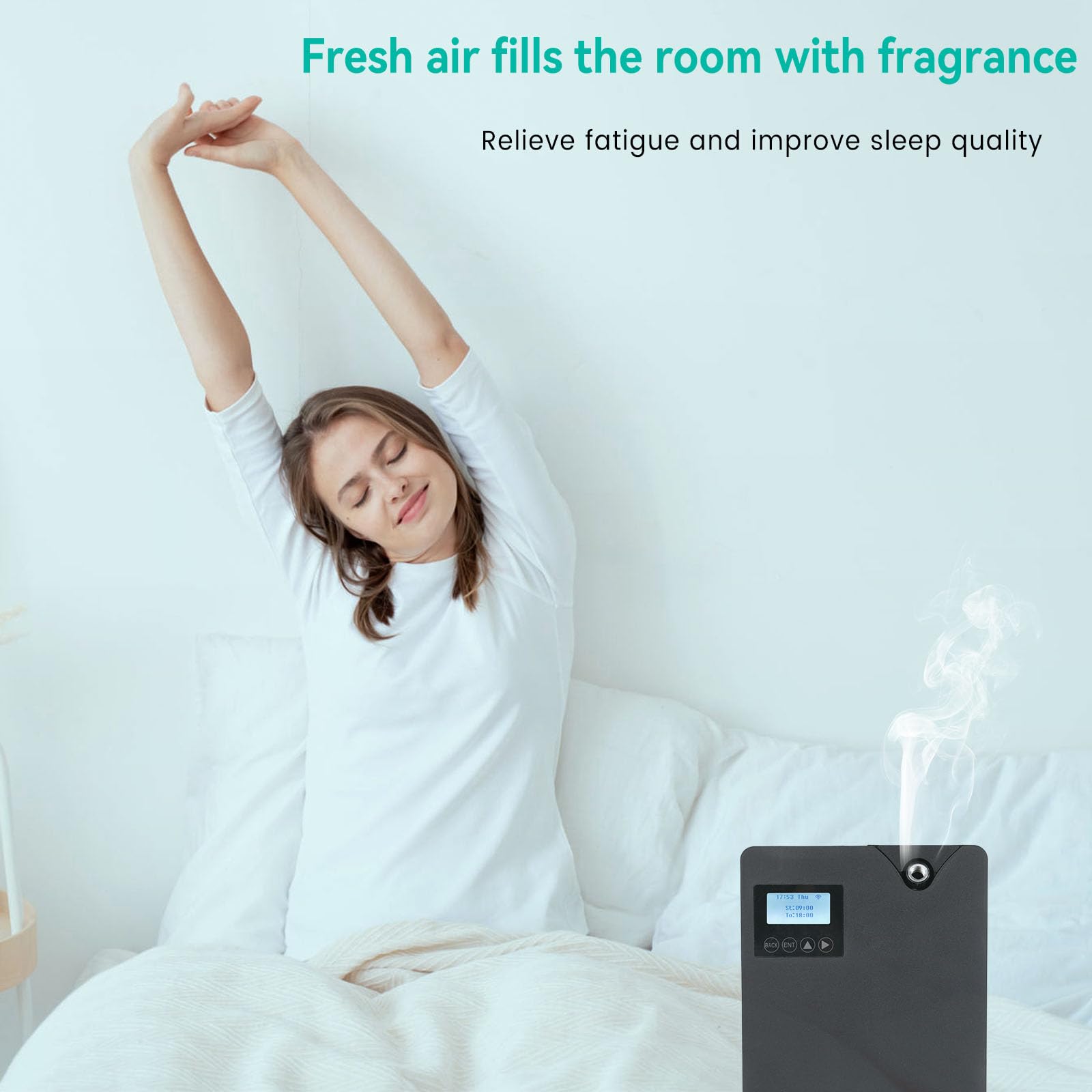 Difusor de aceites Esenciales sin Agua - Difusor de aromaterapia Bluetooth y Wi-FI - Difusor Profesional sin Agua - 300 ml - para Habitaciones Grandes (Negro)