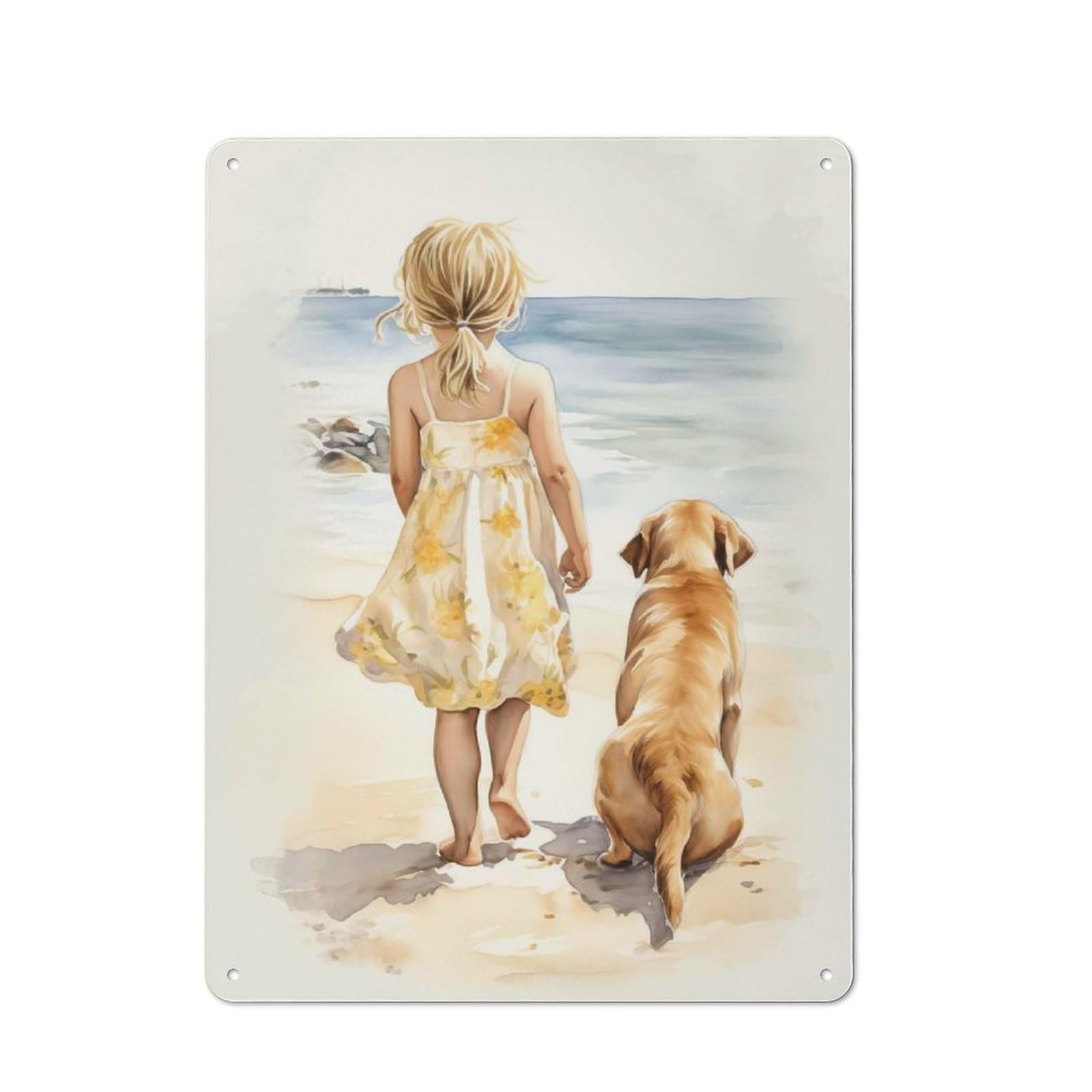 Junmoney Girls Style-7 40X30cm Retro Tin Sign With Little With Labrador For Lounge Or Reading Corner, A Decorative Metal Sign For Lounges And Reading Corners