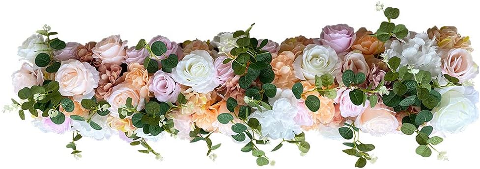 1M DIY Silk Artificial Party Flower Row, Artificial Silk Flowers Row, Wedding Arch Flowers, DIY Wedding Party Handmade Rose Flower Decoration for Party, Wedding, Office