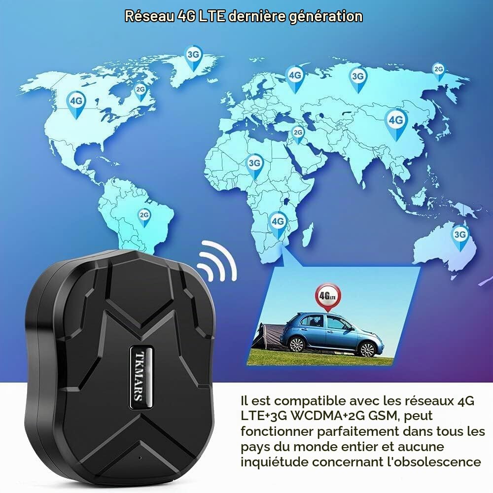 Traceur GPS Voiture 4G TK905B Tracker GPS Voiture sans Abonnement Traqueur Trottinette Moto Camion Localisateur Gestion de Logistique Flotte Car Tracking Bateau Antivol Longue Portée Moniteur