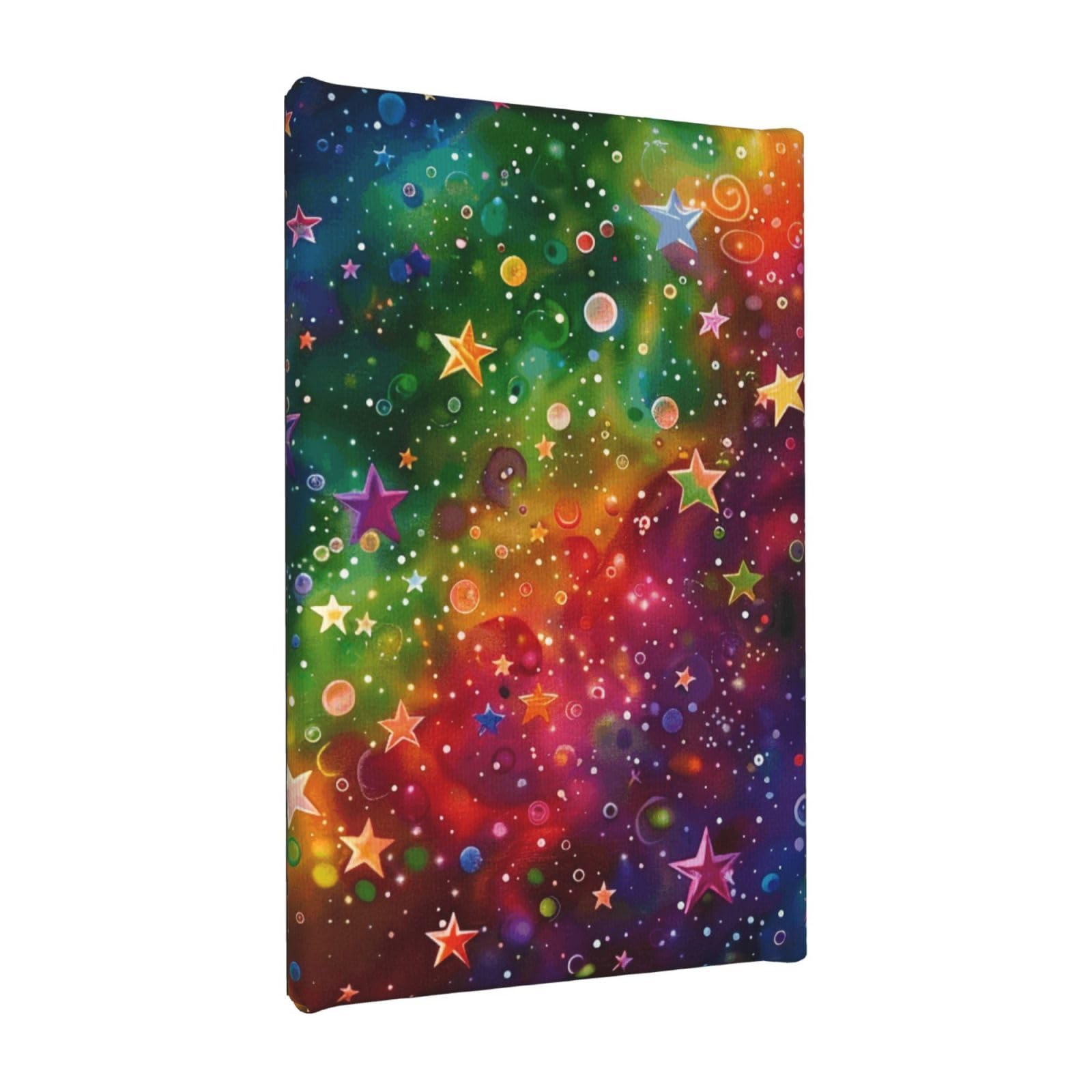 Ykljg Colorful Rainbow Stars Printed Wall Art Canvas Painting 20X30 Cm Wooden Framed Picture Painting Artwork Prints For Bedroom Kitchen Home Office Decor