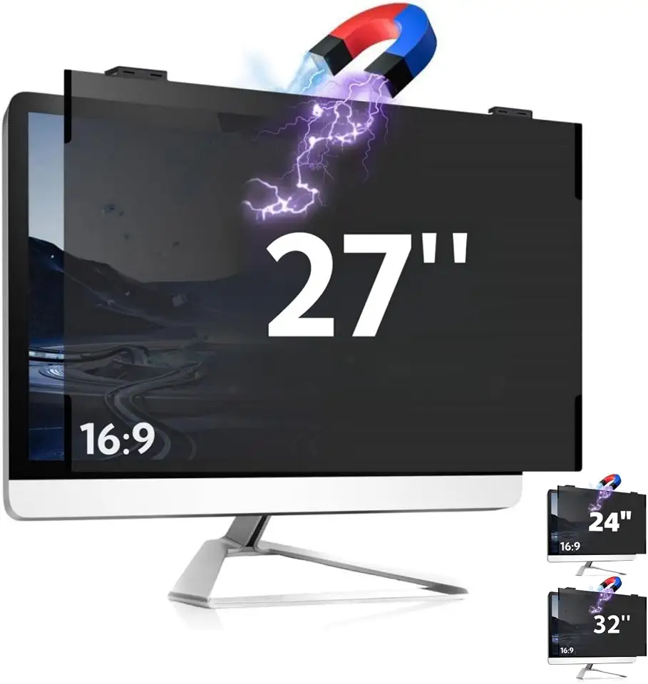 Magnetic 27 Inch Computer Screen Privacy Shield, Privacy Screen Filter for Frameless Monitor Widescreen 16:9 Aspect Ratio, Blue Light Protector, Anti-Spy & Anti-Scratch (27 inch)