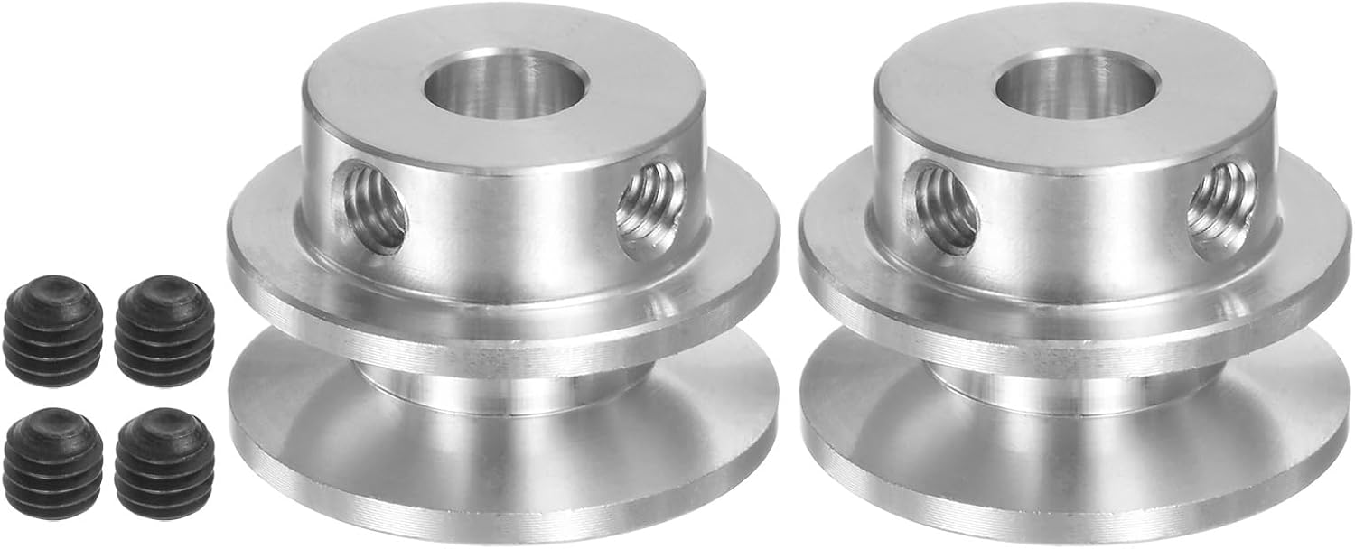 HARFINGTON 2 Set V-Type Pulley 8mm Bore 22mm Outer Dia Single Groove Aluminum Alloy for 3-5MM PU Round Belt Motor Shaft Drilling Machine