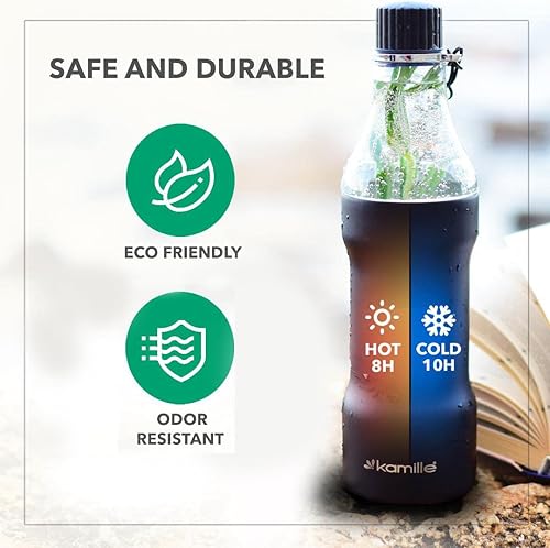 Miniatura 4 de Kamille Vaso de café de acero inoxidable taza de viaje para café taza de café con aislamiento térmico de doble pared con tapa para bebidas frías