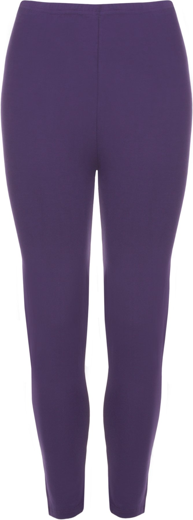 Wearall Women's Purple Plus Size 3/4 Length Cropped Plain Stretch Leggings Pants - 28-30