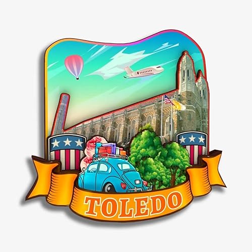 Toledo Ohio USA America - Imán para nevera de madera, colección 3D, hecho a mano, viajes, ciudad, recuerdos, refrigerador, decoración del hogar, Toledo Ohio USA America - Imán para nevera de madera, colección 3D, hecho a mano, viajes, ciudad, recuerdos, refrigerador, decoración del hogar,