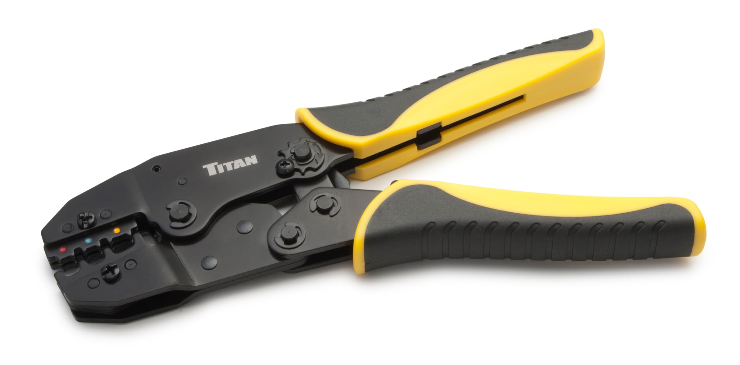 TITAN 11477 Ratcheting Wire Terminal Crimper Tool for Insulated Terminals, Fixed Jaw Crimper