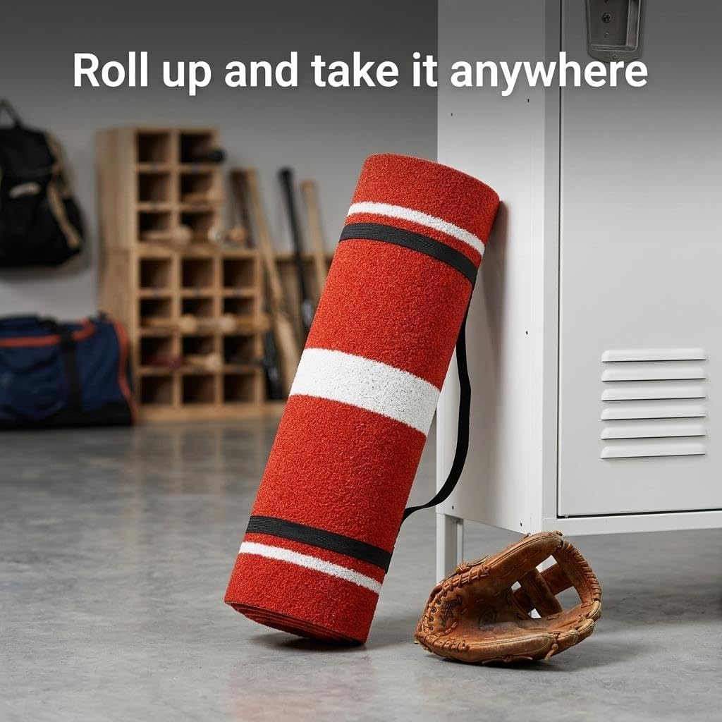 Professional 10' x 3' Softball Pitching Mat with Pitching Rubber, Thickened Baseball Pitching Alignment Mat with Anti-Slip EVA Backing & Anti-Fade Turf for Outdoor and Indoor Practice