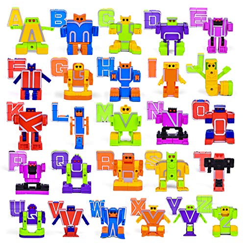 FUN LITTLE TOYS 30 PCs Alphabet Toys for Kids, Transforming Robot Toy for Easter Eggs Stuffers, Easter Eggs Fillers