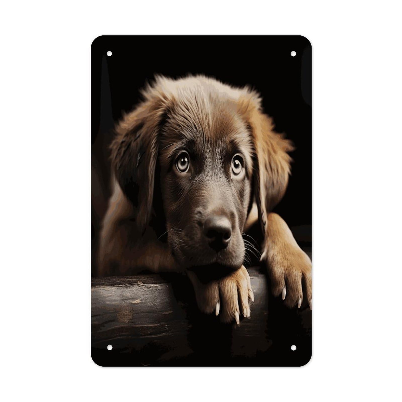 Puppies Dog Metal Tin Sign Wall Decor Funny Retro Sign Weatherproof Metal Wall Art for Indoor Or Outdoor Retro Tin Signs for Kitchen Office Home Bar Decor 11.8 X 7.9 Inch