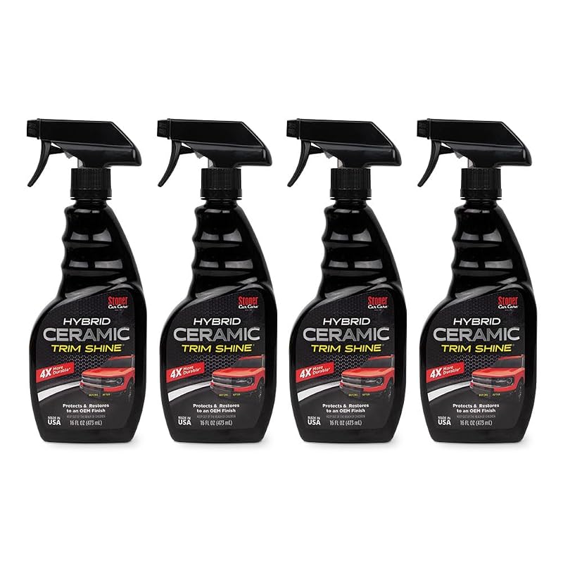 Protetor e revitalizador cerâmico para plásticos e vinil Stoner Car Care Hybrid Ceramic Trim Shine, 473 mL, kit com 4 frascos