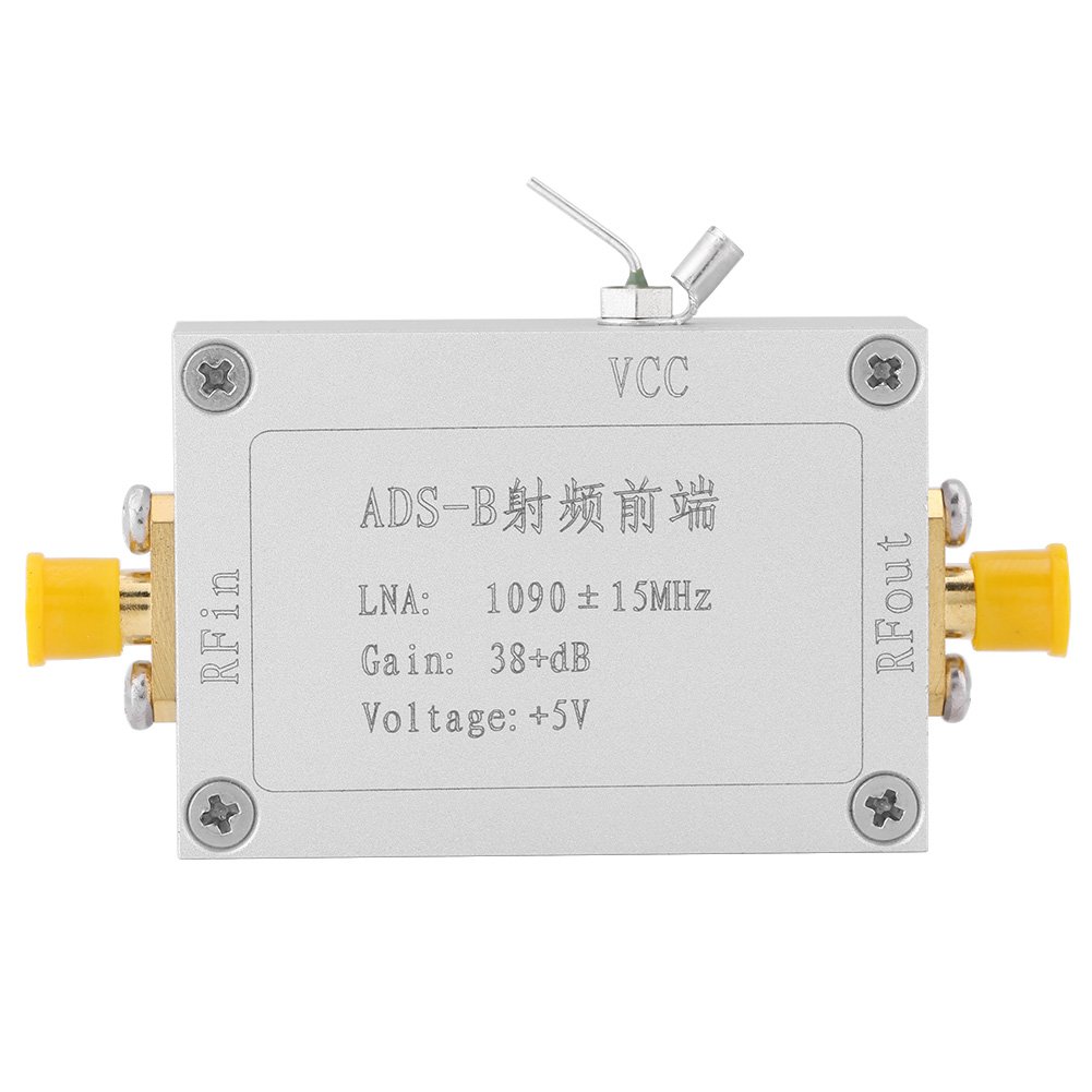 Amplificador de bajo Ruido, ADS,B 1090MHz RF Radiofrecuencia Frontal Ganancia 38dB LNA con Filtro de Ruido, para Mejora de Señal