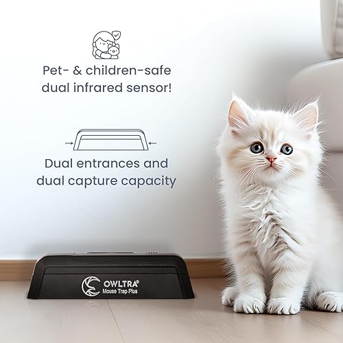 Miniatura 9 de OWLTRA Trampa para ratones de túnel segura para interiores y exteriores, 2 piezas, elimina instantáneamente la trampa de roedores con entrada