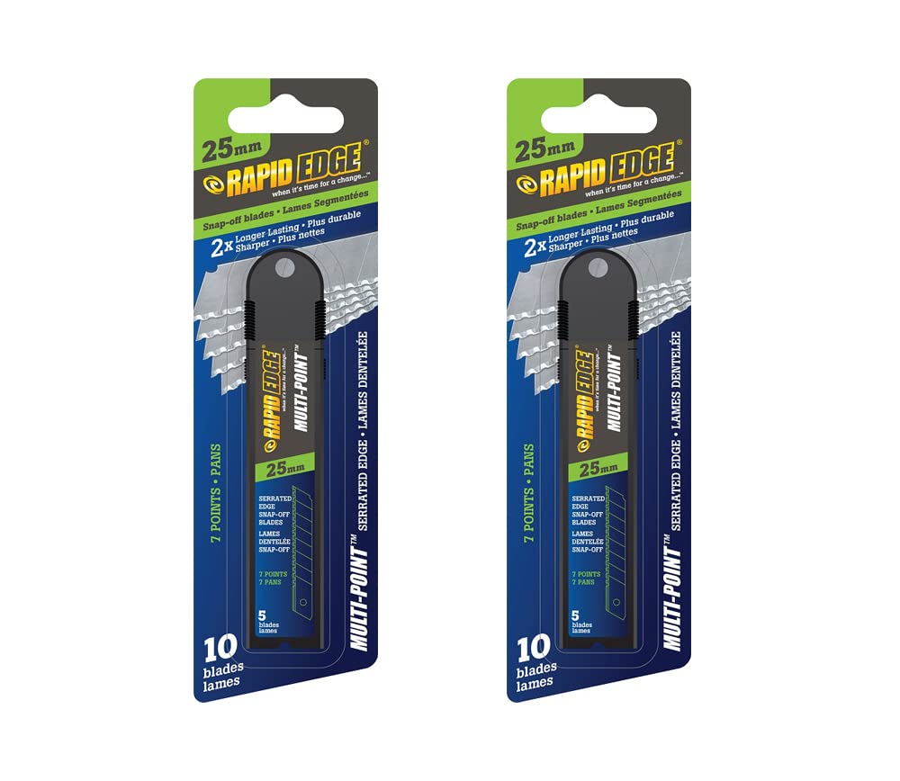 Rapid Tools RT00048 25mm Serrated Snap-Off Blades, 20-Pack (2 Packs, 10 Blades per Pack)