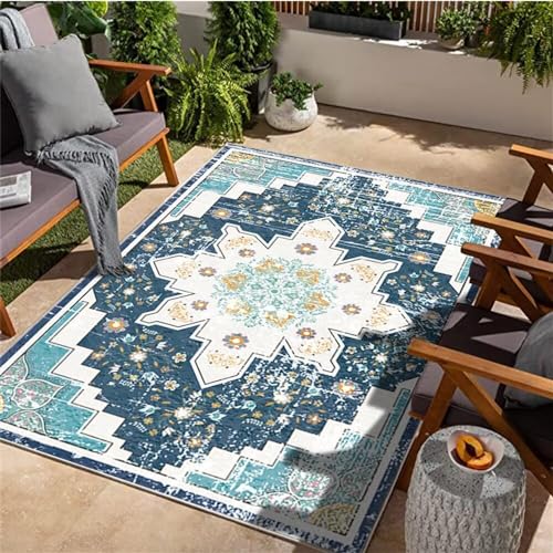 Tapis d'extérieur lavable et résistant pour chambre d'enfant bleu 60x120 - 2