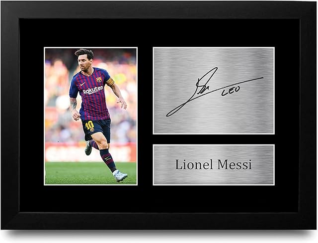 HWC Trading FR Lionel Messi Gifts Signed A4 Printed Autograph Barcelona Gift Framed Print Photo Picture Display