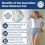 DOWN UNDER Bedding Double Size Premium Australian Pure Sheep Wool Fleece Fitted Mattress Cover Pad with 15" Deep Pocket - Woolmark Certified Bed Topper Overlay - Breathable - All Season Underlay