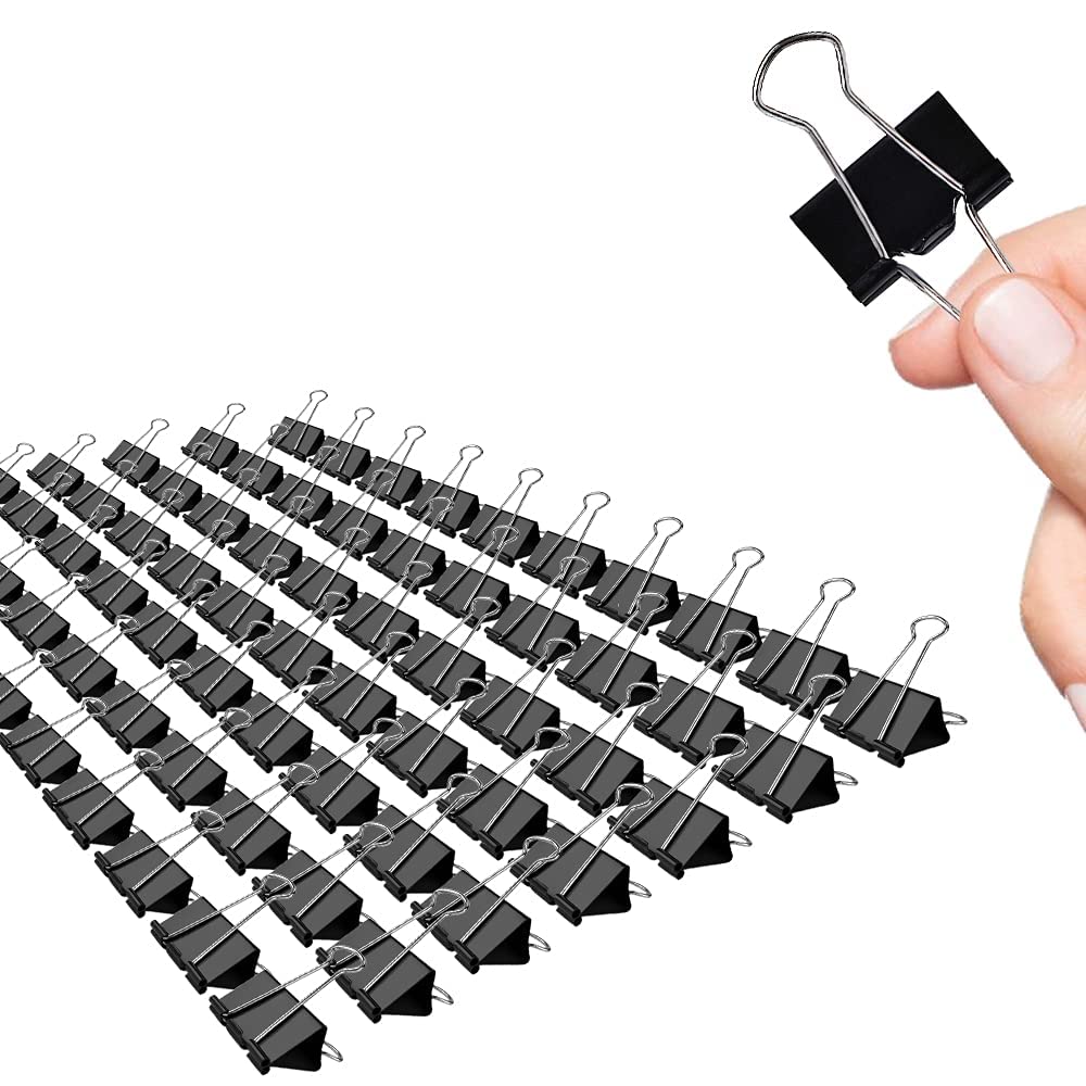 Office Binder Clips - 1 Inch, 72 Pack, Black, 0.47 Inch Capacity, Standard 25mm ClampsOffice Binder Clips - 1 Inch, 72 Pack, Black, 0.47 Inch Capacity