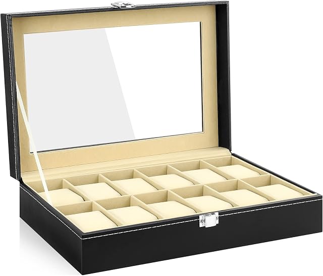 AllRight 12 Watch Jewellery Display Storage Box Case Faux Leather