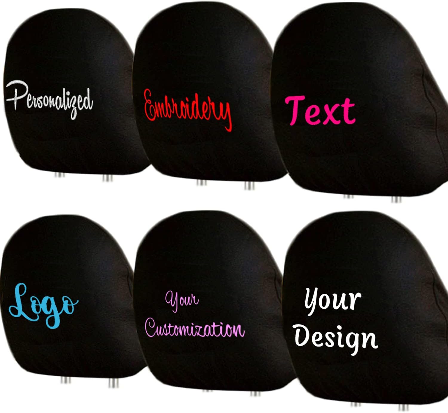 Yupbizauto Customized Personalized Embroidery Auto Accessories Truck SUV Car Seat Headrest Cover 1 Piece Proudly Design and Made in USA