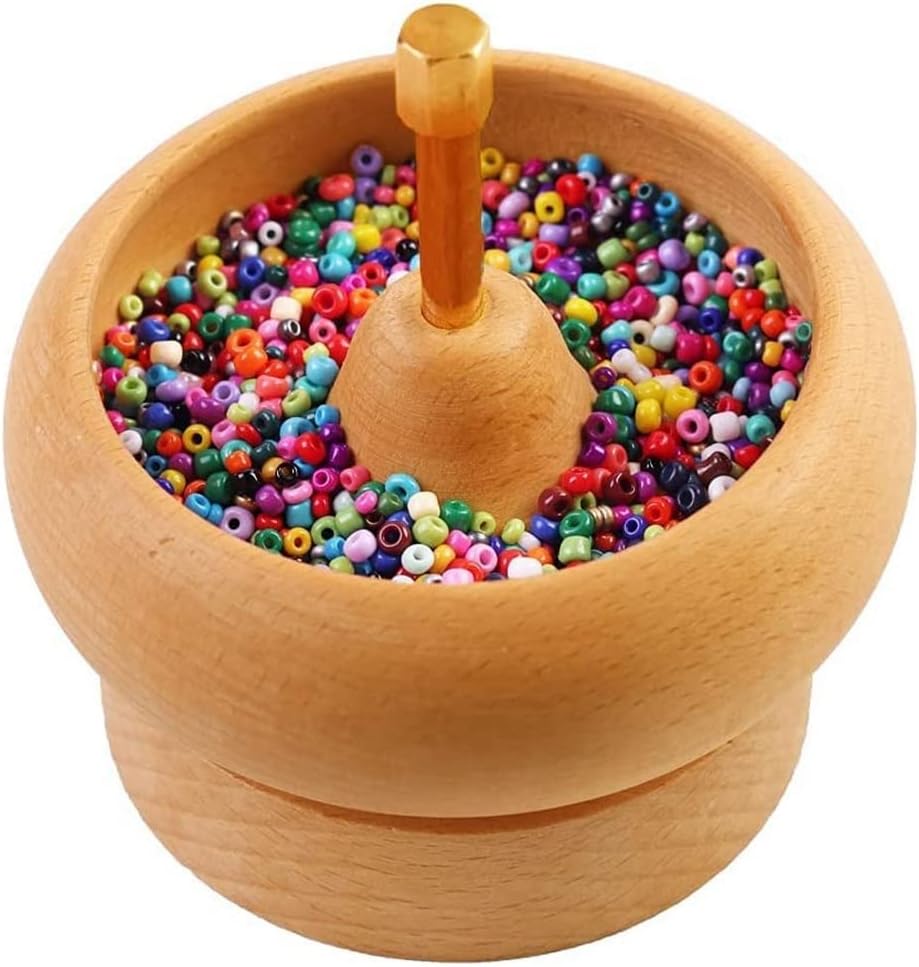 DIY Making Bead Spinner Holder Gem Workshop Wooden Crafting Project Stringing with Big Eye Needle Gifts