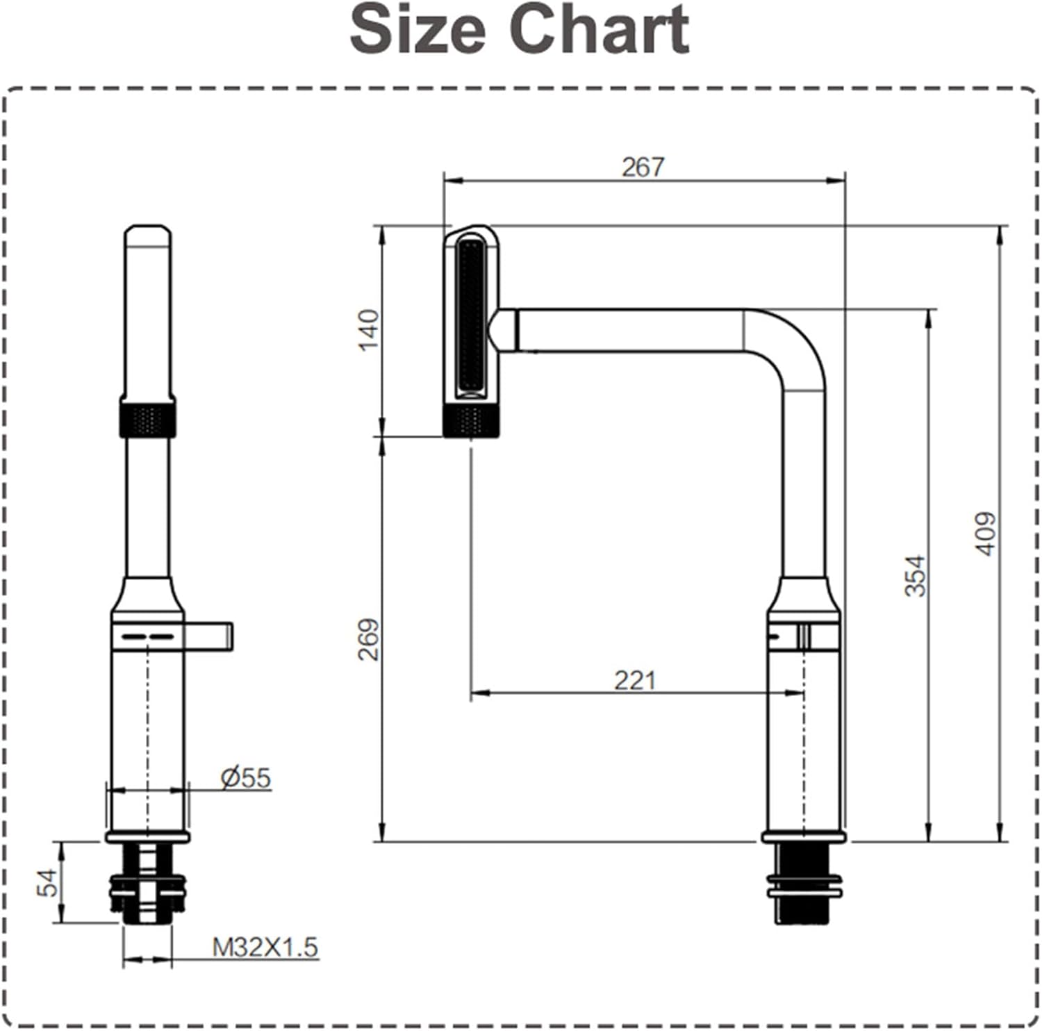 Stainless Steel Kitchen Faucet with Pull Out Sprayer 6 Function Waterfall Tap Modern Single Handle Mixer for Farmhouse RV Bar and Laundry Sink White Finish