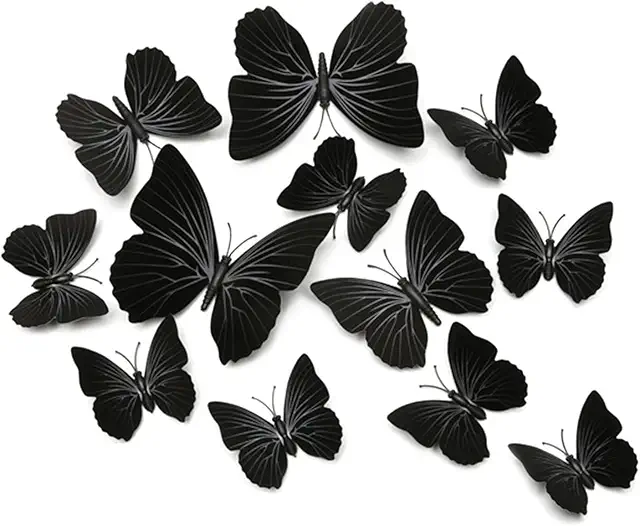 Lot de 12 Stickers Papillon 3D Magnétiques pour Décoration Murale et Réfrigérateur