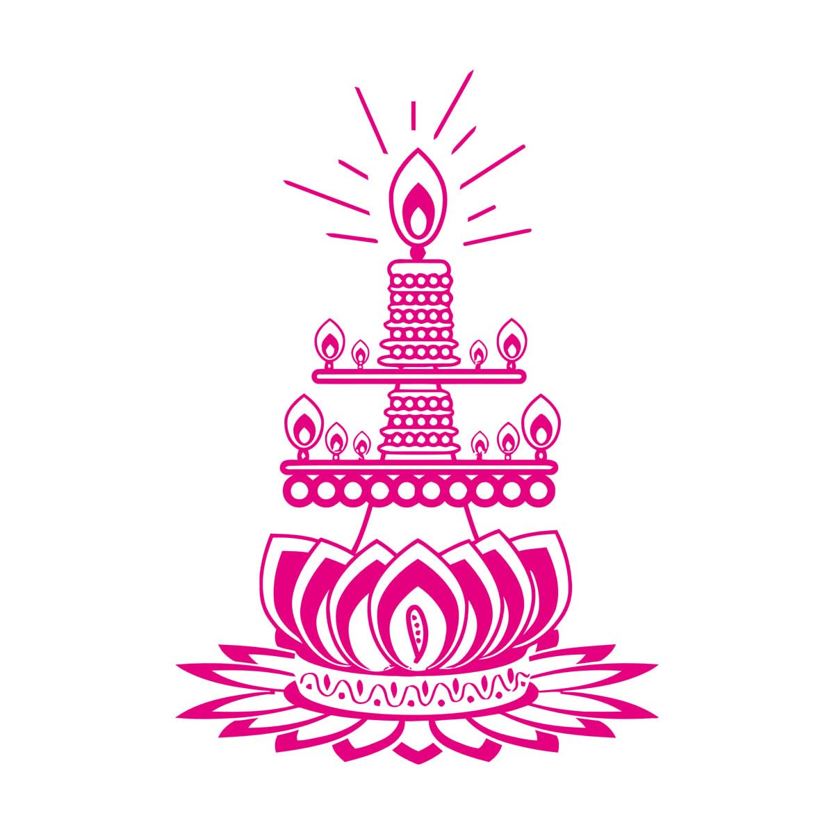 Lotus Flower Candle Buddhist Meditation Wall Decals 81x117.8cm Equipped with Transfer Film kit Extra Large Rosered