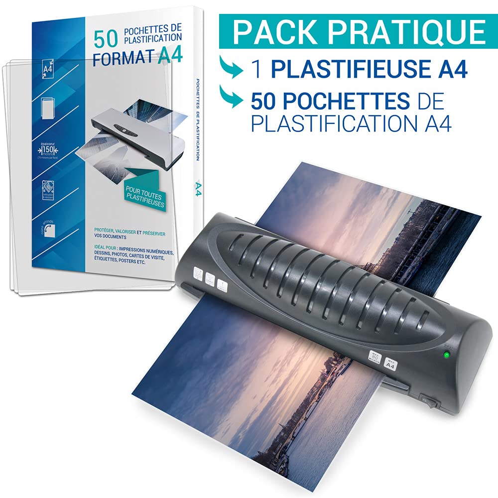 Plastificatrice A4 A5 A6 A7 compatta e veloce con 50 buste A4