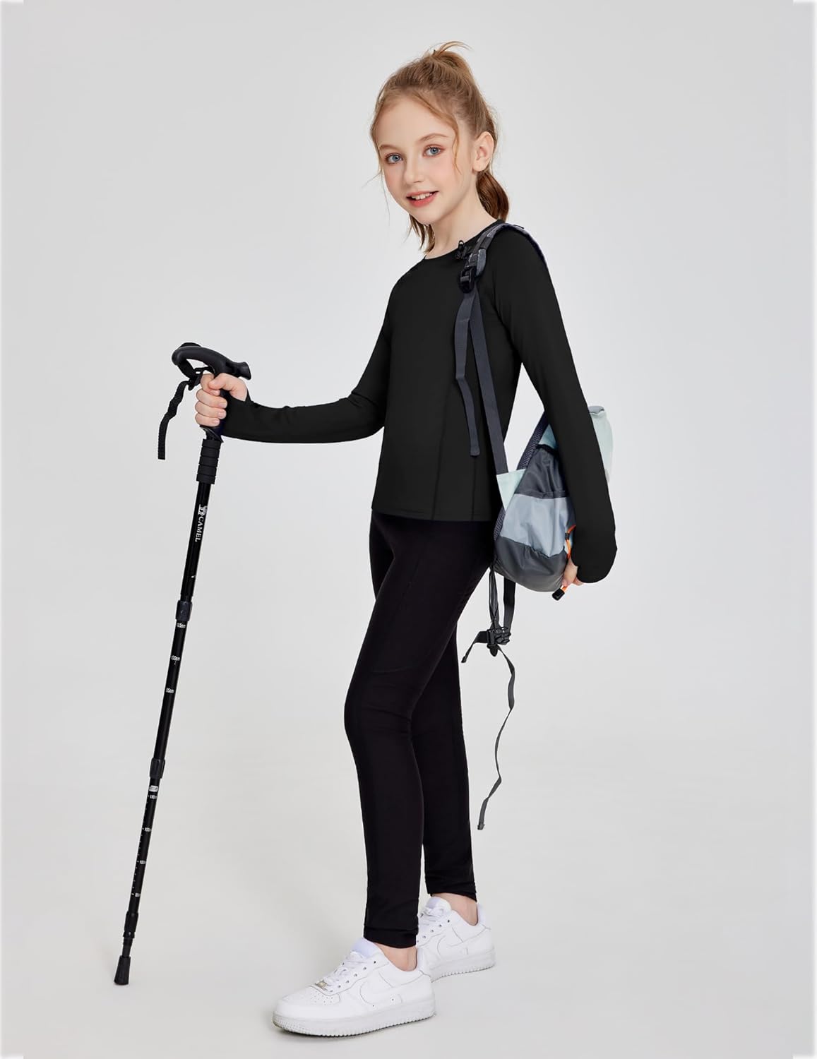 Zaclotre Girls Long Sleeve Shirts with Thumb Holes Quick Dry Workout Athletic Tops for Kids Sport Performance Clothes - Image 6