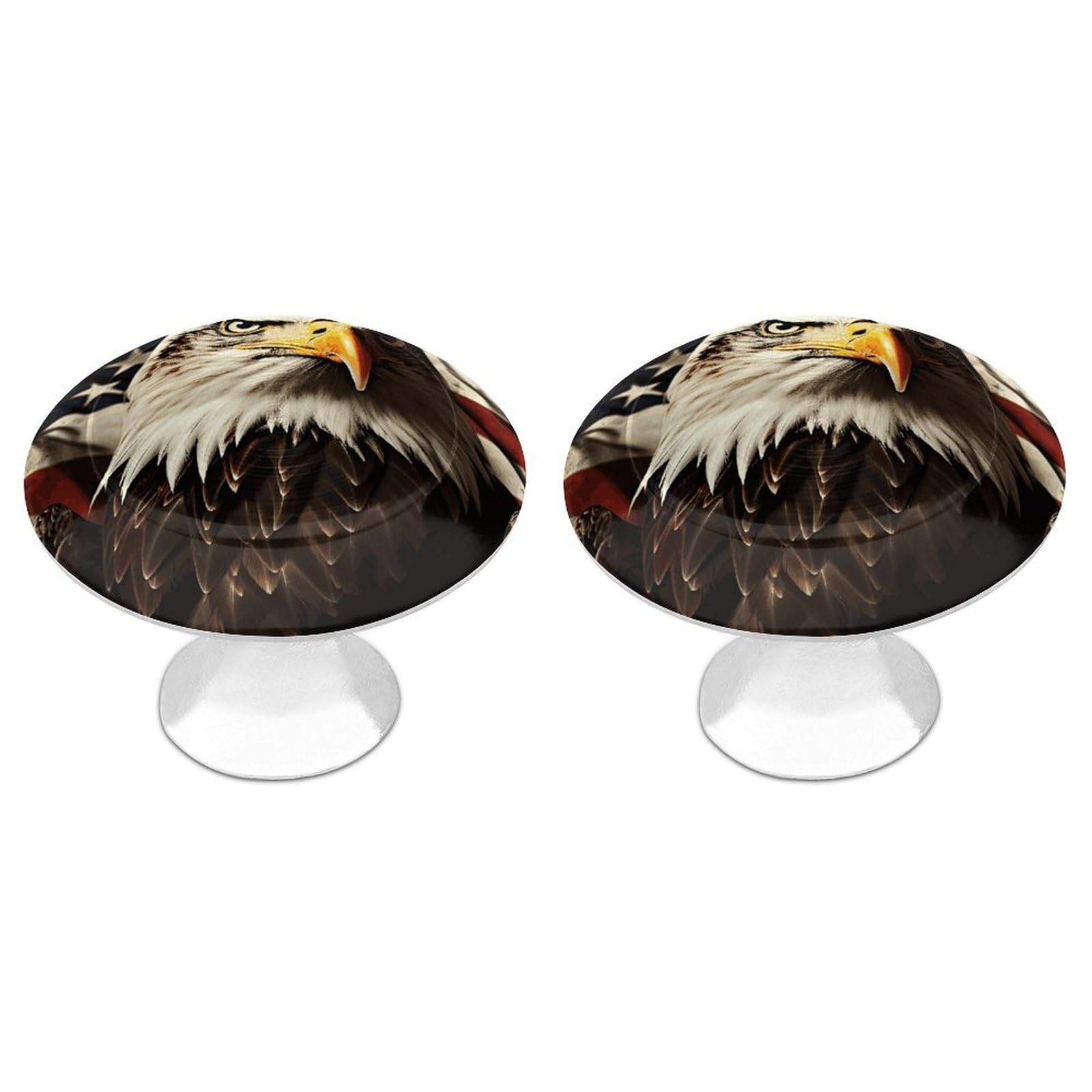 Vstadank Style Bald Eagle Flag Veterans Drawer Knob Round Dresser Sturdy Drawer Pulls With Mounting Screws Kitchen Stainless Steel Modern Decorative Handles For Cupboard Closet Bathroom