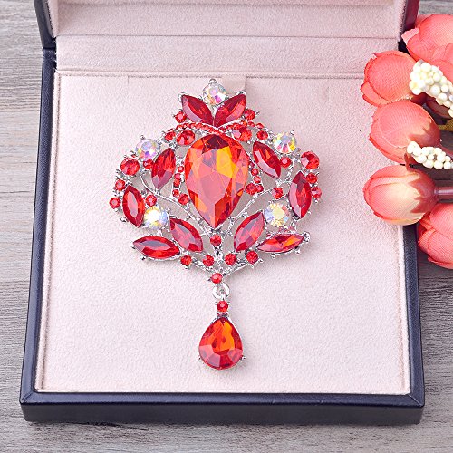 Image of Wedding Bridal Big Crystal Rhinestone Bouquet Brooch Shawl Pin for Women