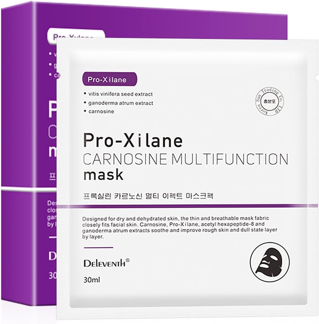 Korean Brand Pro-Xilane Carnosine Multifunction Facial Mask 30ml ร 5pcs / Anti-Aging & Anti-Wrinkle Formula to Reduce Fine Lines for a Hydrated, Youthful, and Radiant Complexion