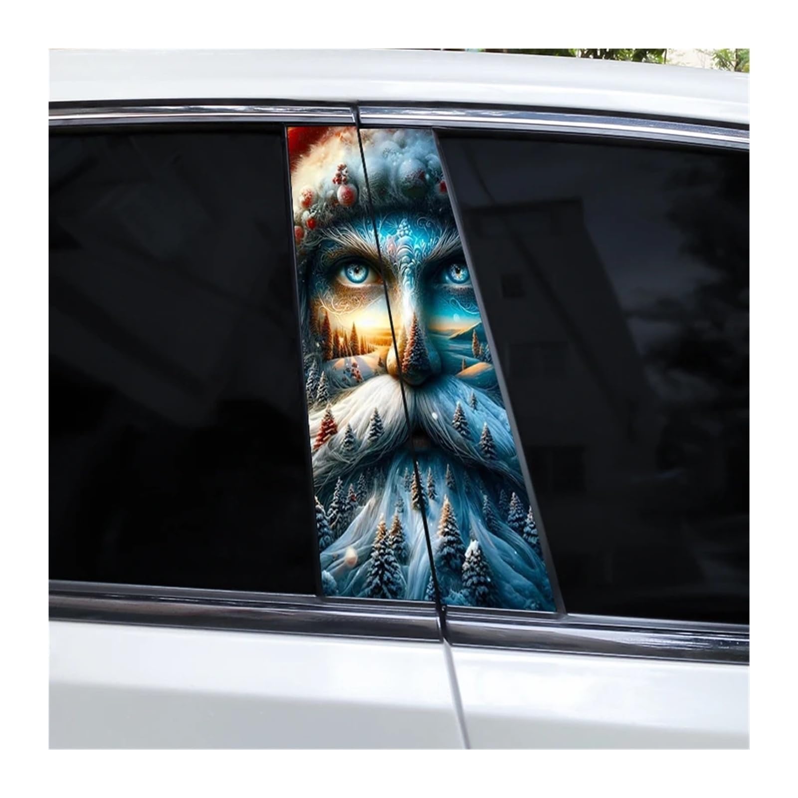 Car Side Decals 2pcs Christmas Kind Interesting Santa Claus Car B-Pillar Sticker Sunscreen Cover Scratches Center Column Decal(Style K)