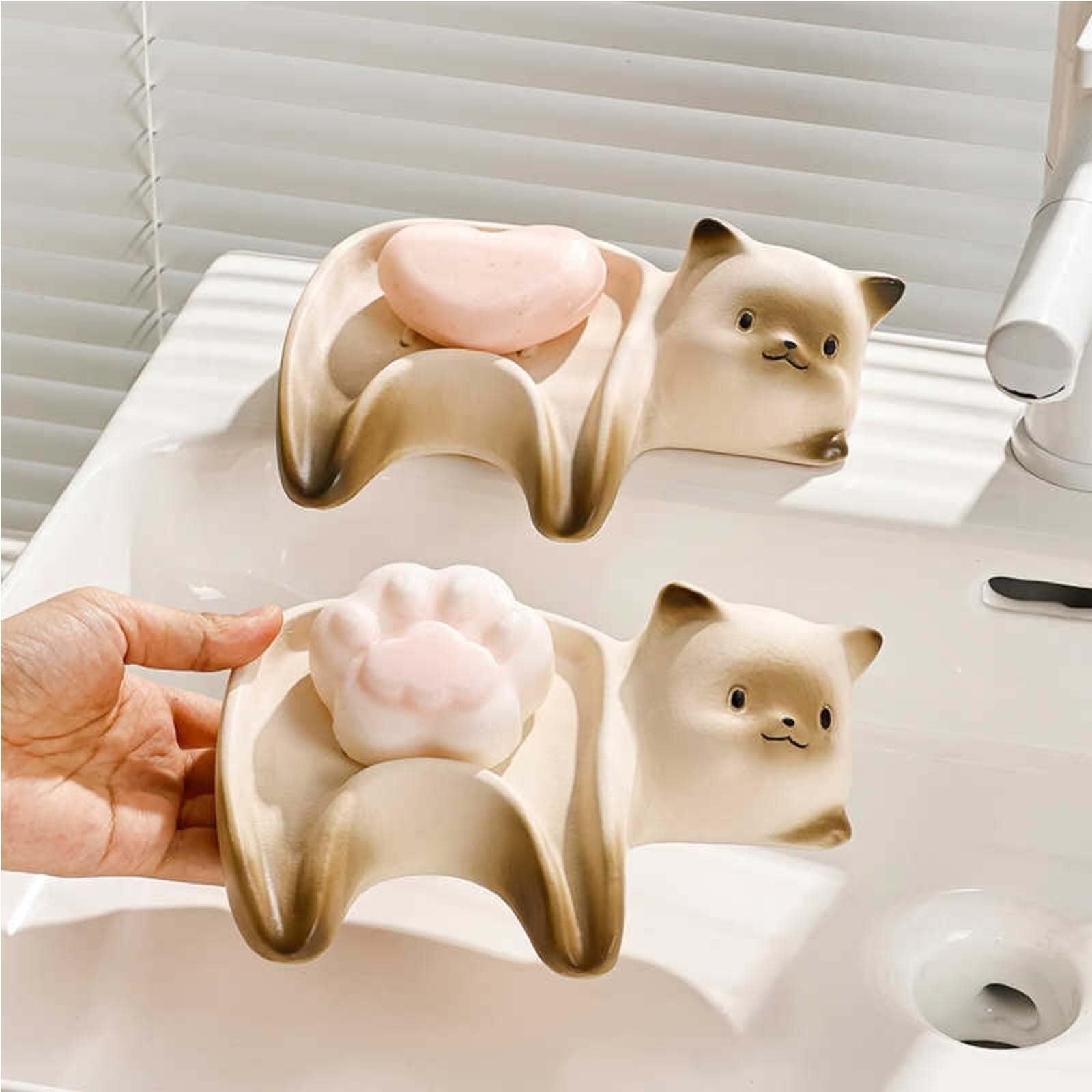 Portasapone da bagno Portaoggetti da bagno in ceramica drenabile, supporto decorativo di alta qualità for l'arredamento della casa Arredamento estetico per il bagno(2pcs)