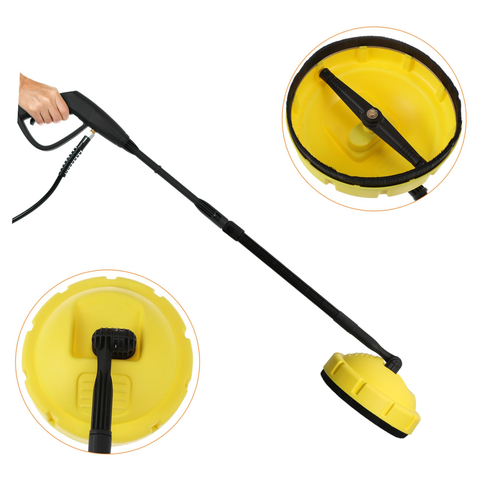 Hemobllo Lavadora Coches con Cepillo Hidrolavadora de Alta Presión Limpiador Superficies Presión con Mango Ergonómico para Patios Garajes y Vehículos Accesorio Rotativo Potente para