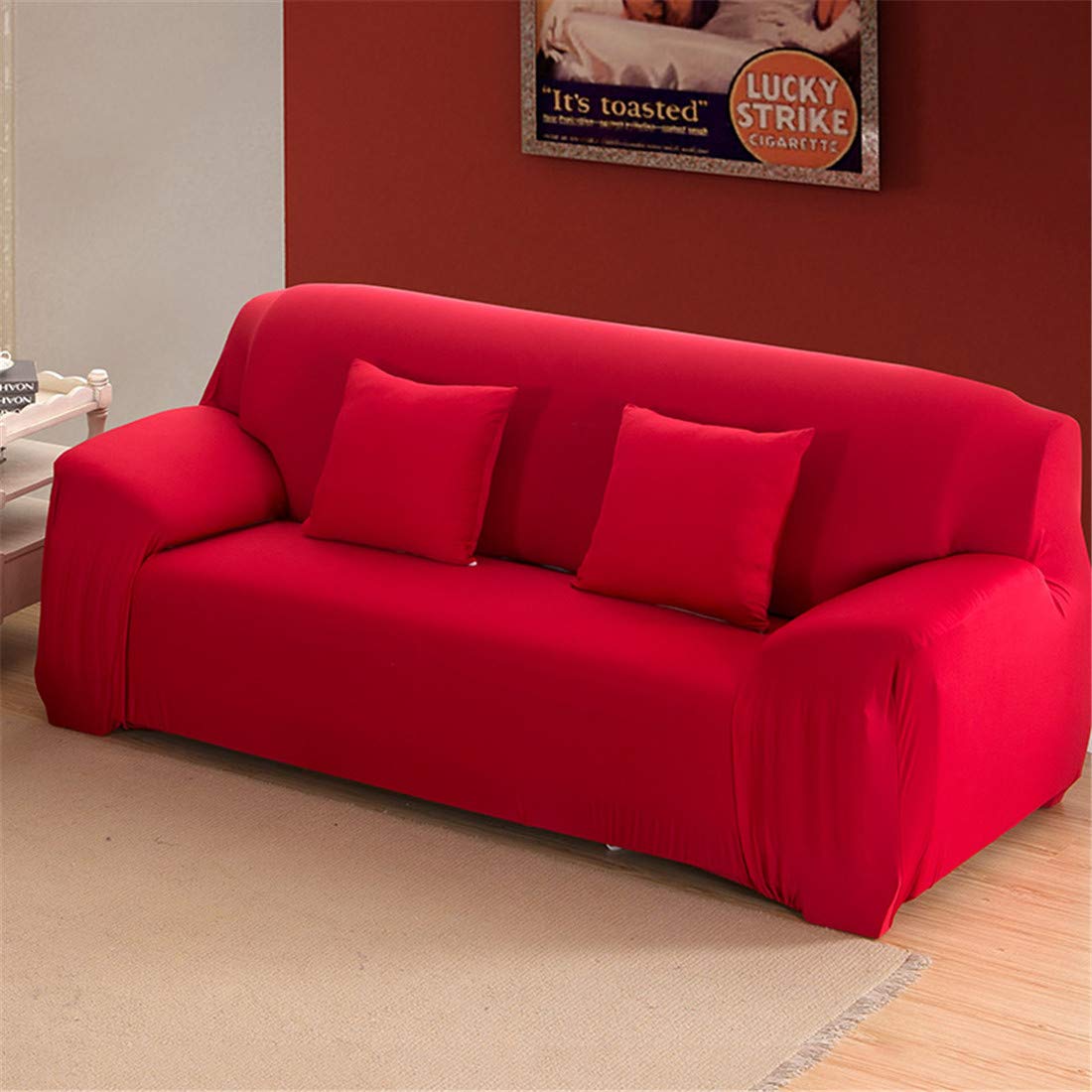 Odot Home Funda de Sofá Elástica, Cubierta Antideslizante Universal Tejido Cubre Sofá Proteger Decoración del Hogar Fundas de Sofa (2 plazas: 145-185cm,Rojo)