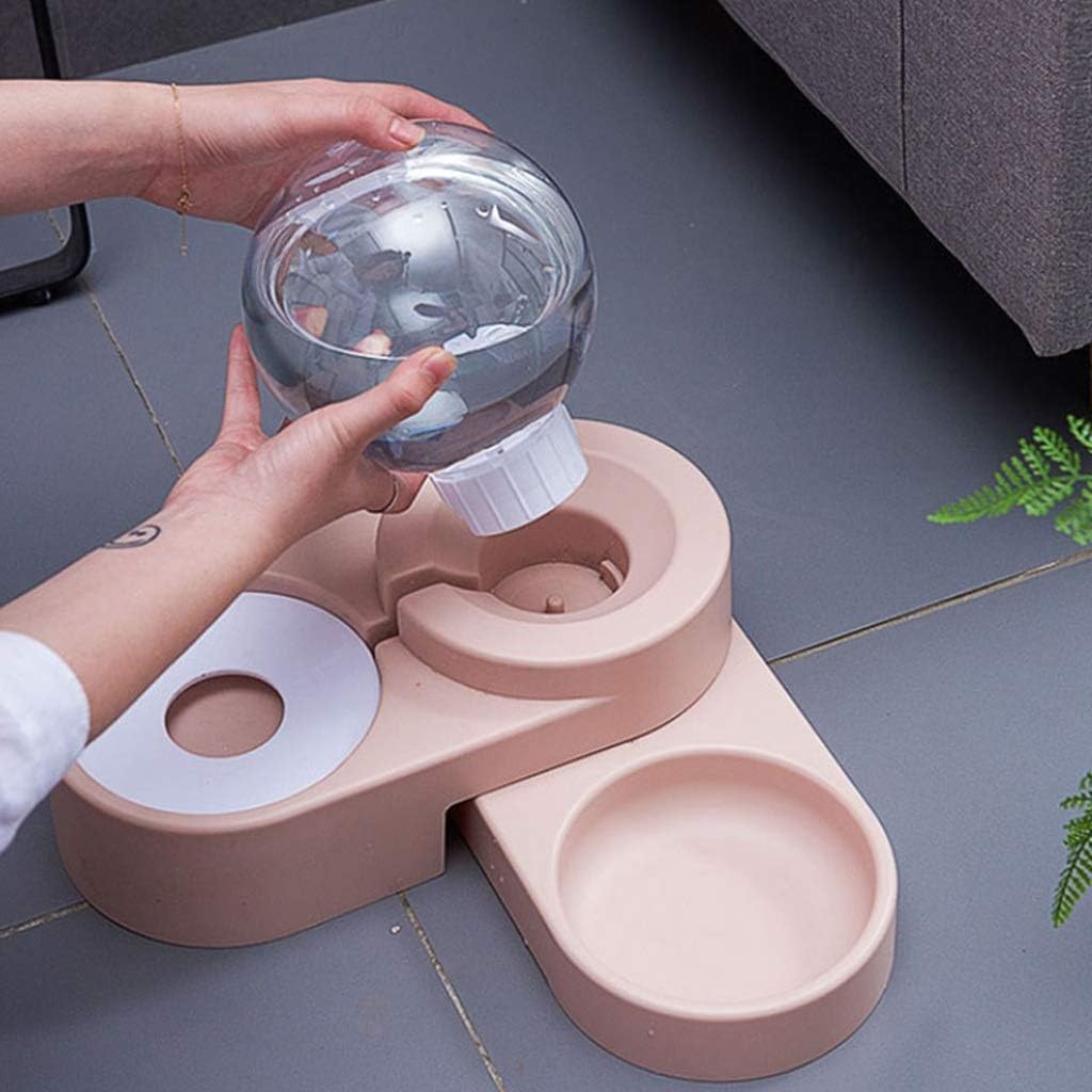 Pet Drinking Fountain, Automatic Pet Feeder 1.8L Pet Drinking Fountain Double Bowl