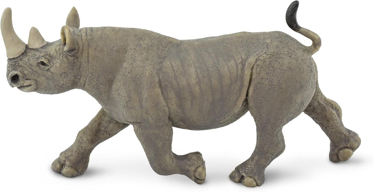 Safari Ltd. Black Rhino Figurine - Lifelike, Hand-Painted 5.75" Model Figure - Educational Toy for Boys, Girls & Kids Ages 3+