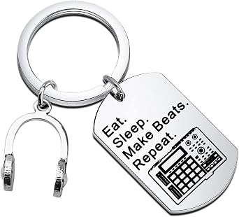 Gzrlyf Music Producer Keychain Beat Maker Gifts DJ Keychain Eat Sleep Make Beats Repeat Radio DJ Gifts Music Lover Gift