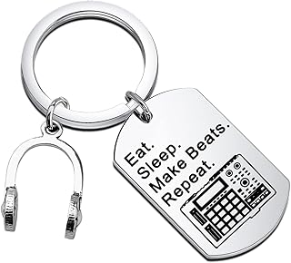 Gzrlyf Music Producer Keychain Beat Maker Gifts DJ Keychain Eat Sleep Make Beats Repeat Radio DJ Gifts Music Lover Gift