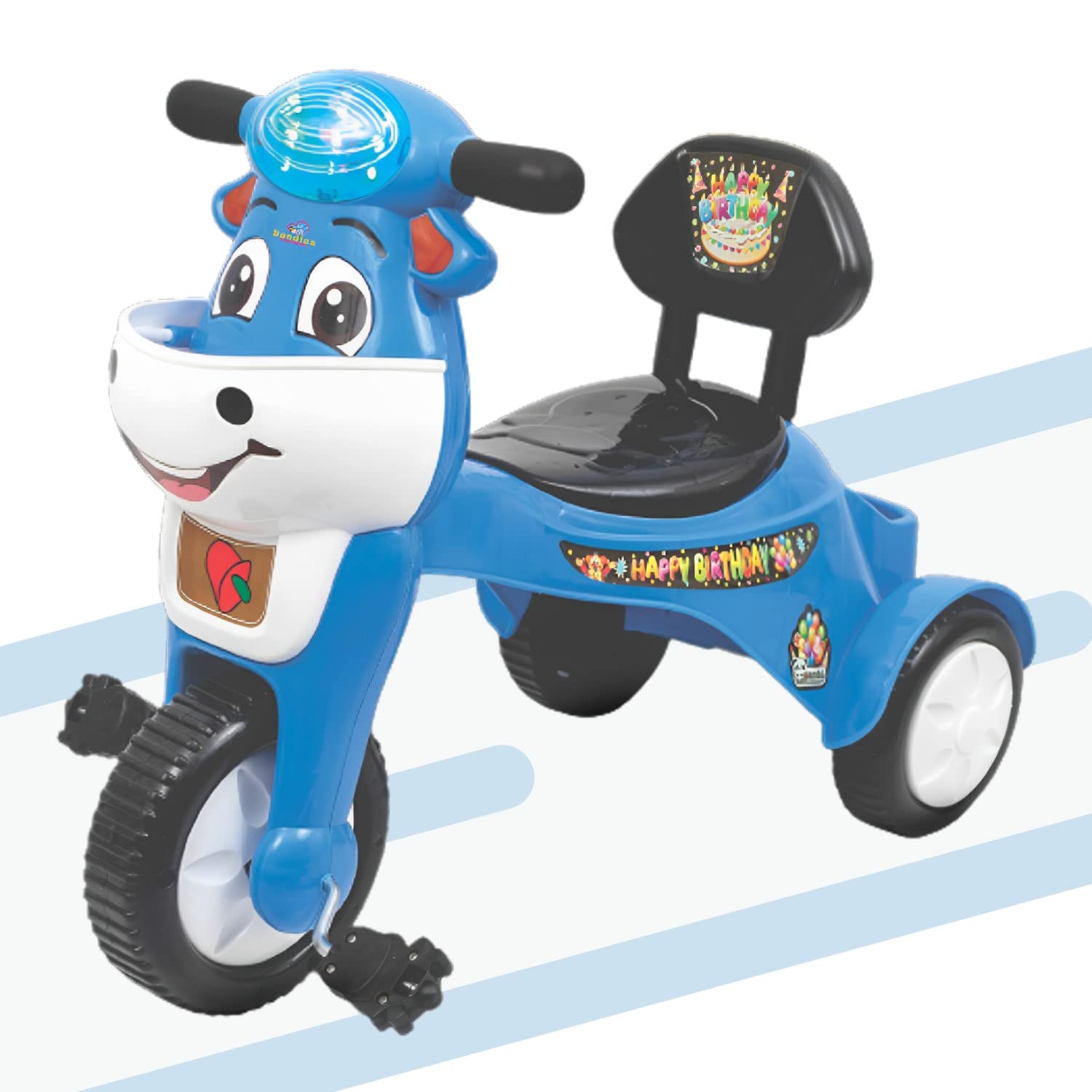 DANDLES Musical Happy Birthday Kids Tricycle with Light, Back Rest & Storage Basket for 2 to 5 Years Tricycle (happybdaytricycle, Blue) (B0C5JSD3JT) Amazon Price History, Amazon Price Tracker