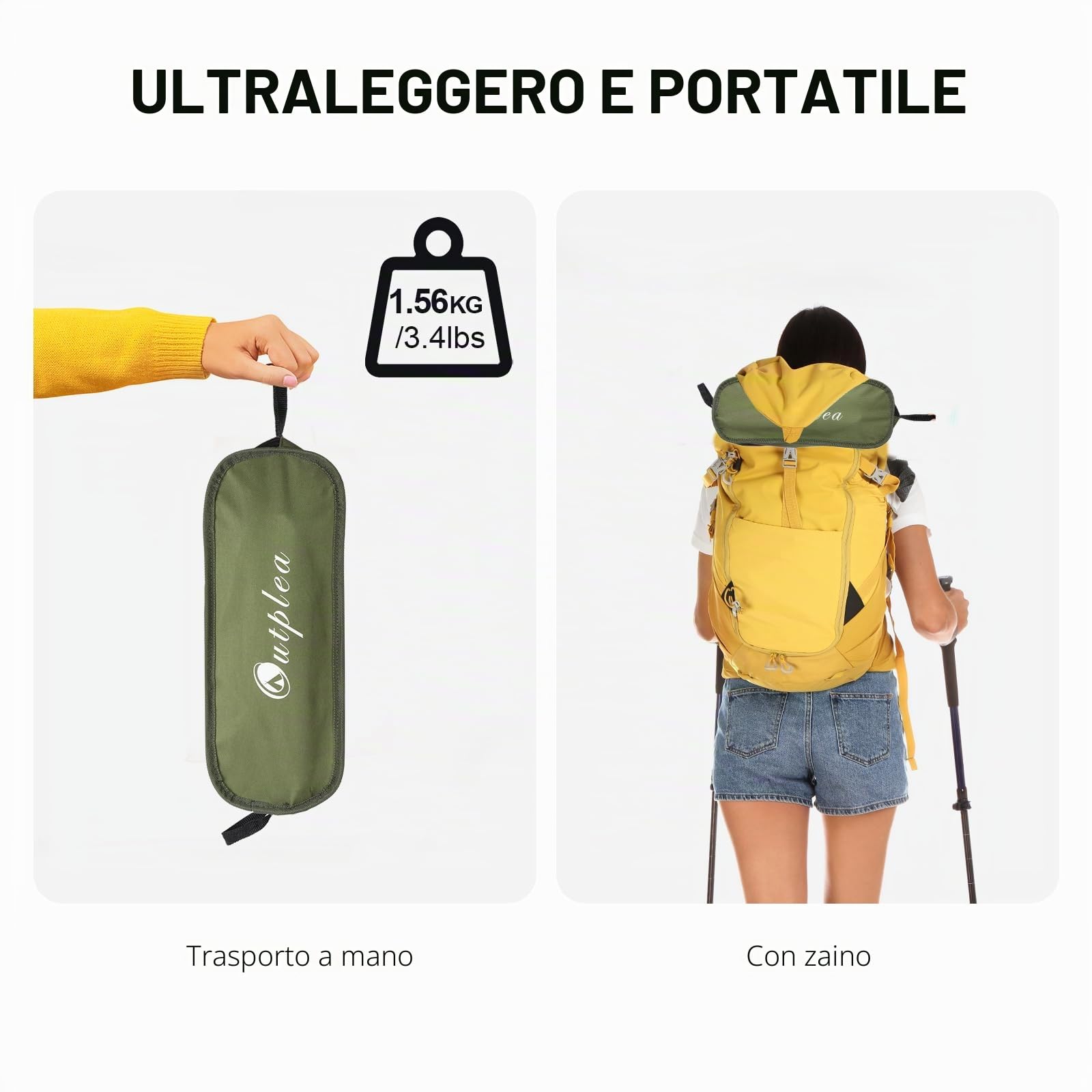 Sedie Pieghevoli da Campeggio Ultraleggera, Sedia da Pesca Piccolo con Borsa da Trasporto, Sedie Pieghevoli Portatile da Esterno Spiaggia Giardino Picnic, Verde