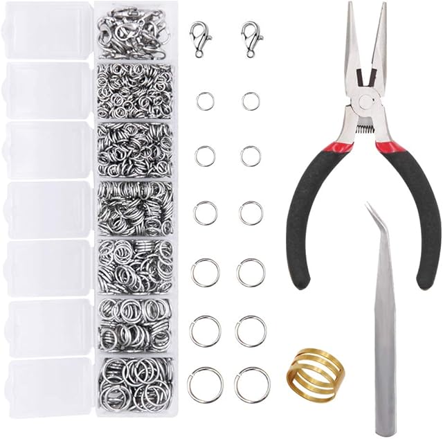EuTengHao 1504pcs Open Jump Ring and Lobster Clasps Kit Jewelry Repair Tools Jewelry Making Supplies Kit with Jewelry Making Accessories for Necklace Making Repair (Silver)