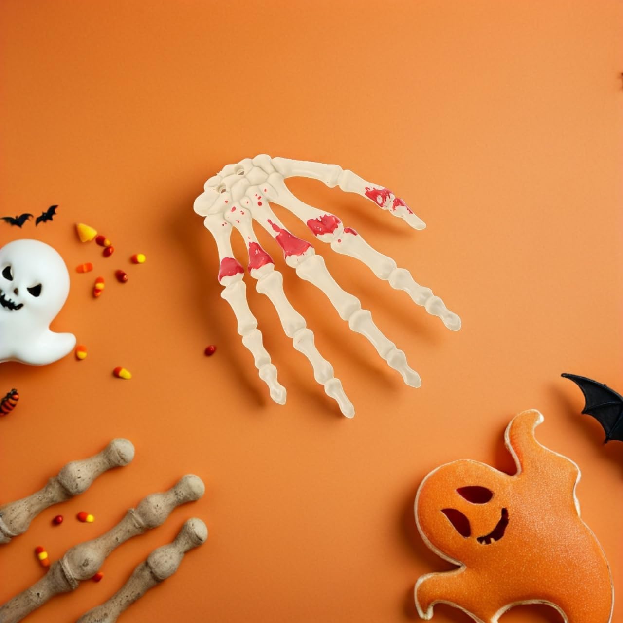 SOIMISS 12 Pack Halloween Skeleton Hands, Bloody Plastic Bone Hand Props image 4