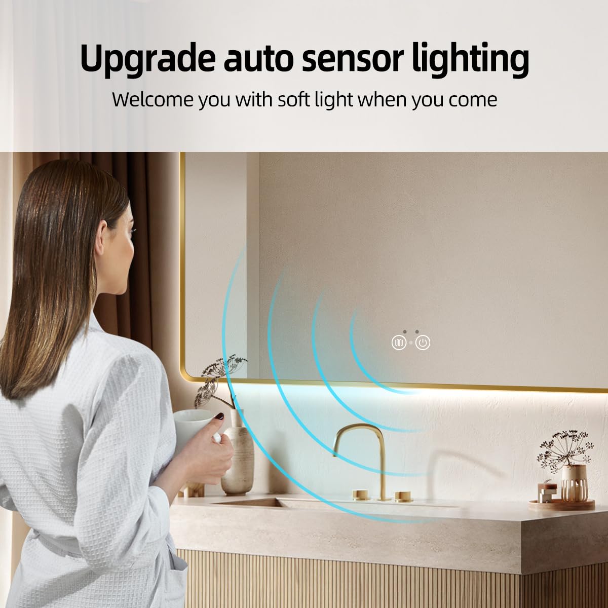 nolsia Gold LED Bathroom Mirror, 36