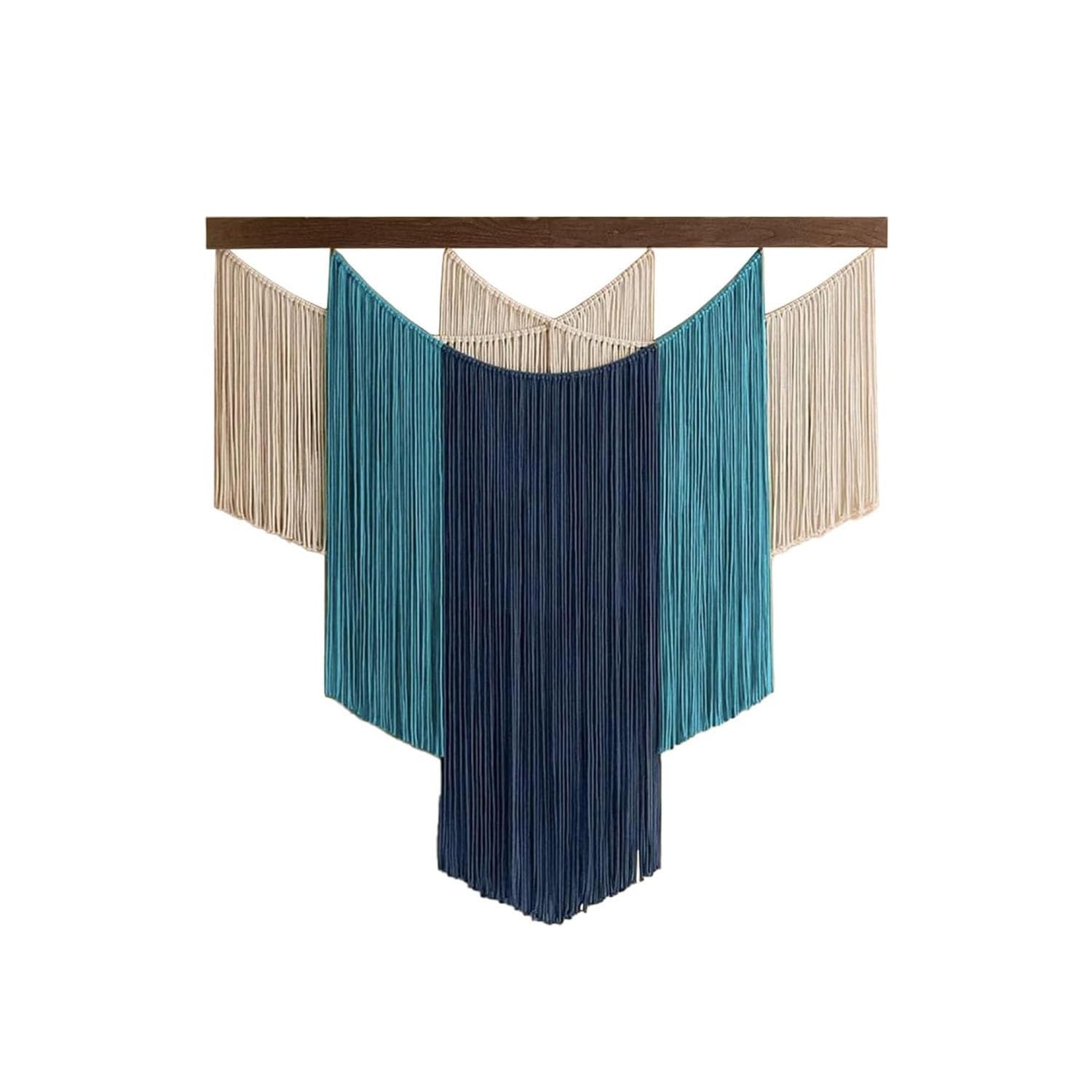 champracer Tapiz de pared grande de macramé, hecho a mano, 100 x 80 cm, decoración de pared bohemia, decoración del hogar, para apartamento, dormitorio, sala de estar, galería (azul)